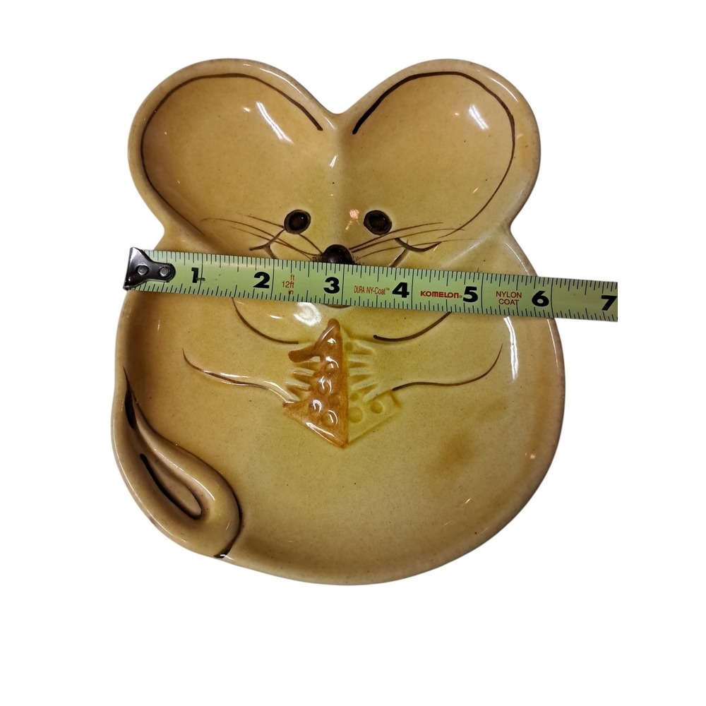 Vintage Yellow Mouse Cheese and Cracker CeramicDish Tray So Cute Decor Display - Picture 3 of 5